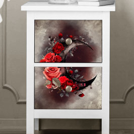 Hexerei | Crescent Moon mit gotischen Rote Rosen Seidenpapier