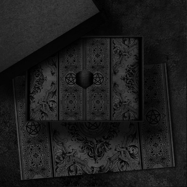 Hexerei Geblüht | Dunkle graue Fantasie-Pentagramm Seidenpapier (Von Creator hochgeladen)