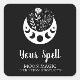 Hexerei Moon Blume Black Jar Stickers