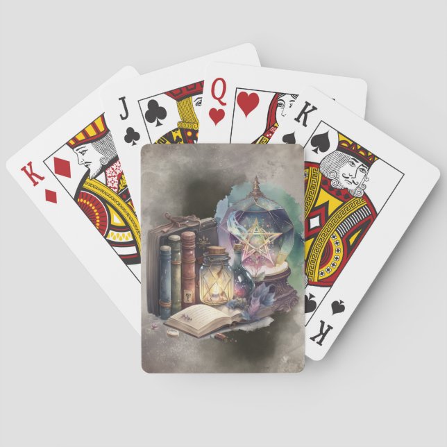 Hexerei | Pastel Spellbook Tomen und Kristallball Spielkarten (Rückseite)