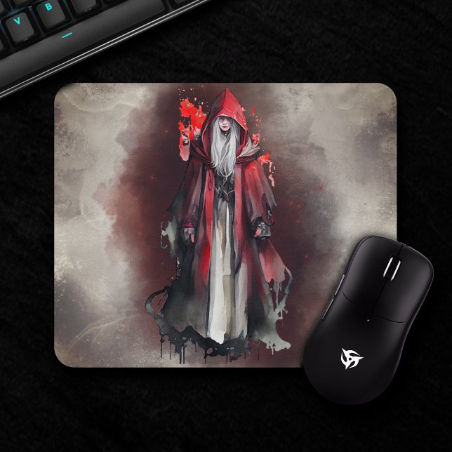 Hexerei | Rote Hexe mit dunklen bösen gotischen Sc Mousepad (Von Creator hochgeladen)