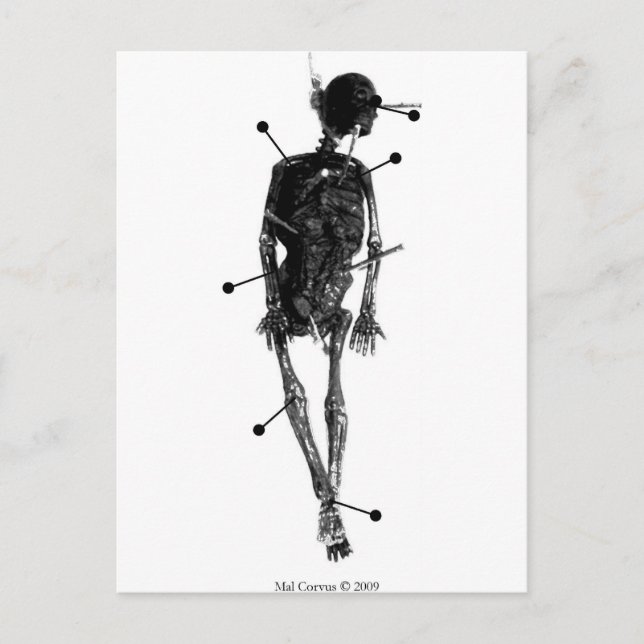 Hexerei: Skeleton Witch Doll Postkarte (Vorderseite)