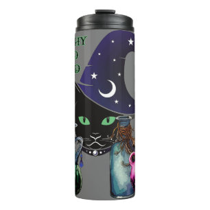 Hexerei und Wild - Halloween-Schwarzkatze und -Trä Thermosbecher