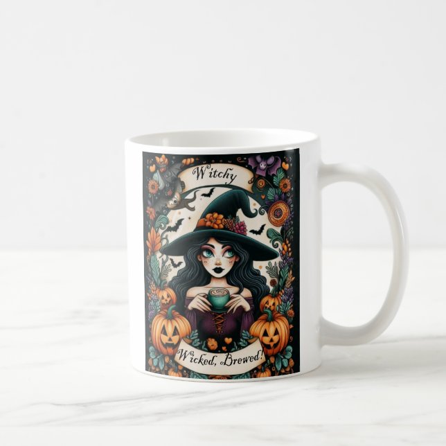 Hexerei, verdorben, gebrüht attraktive Halloween-H Kaffeetasse (Rechts)