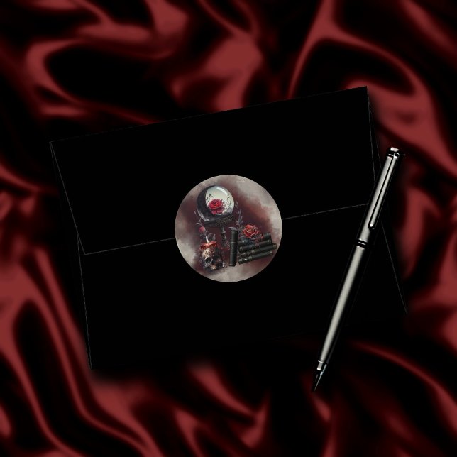 Hexerei | Zauberbücher und Kristallkugel Runder Aufkleber (Von Creator hochgeladen)