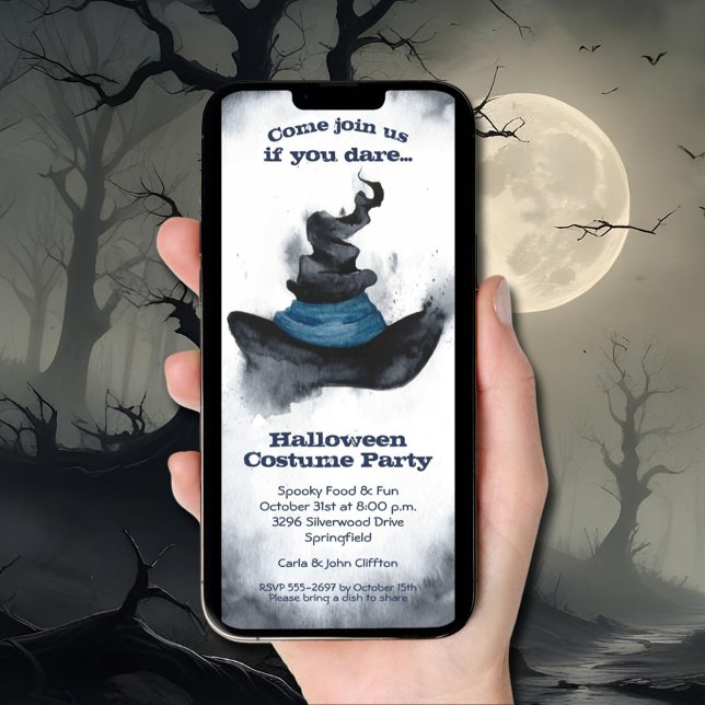 Hexe's Black Hat Halloween Einladung (Witch's Black Hat Halloween Invitations INSTANT DOWNLOAD and/or printed)
