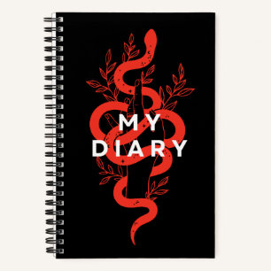 Hexy Hand mit Schlange Schwarz und Rot Notizbuch
