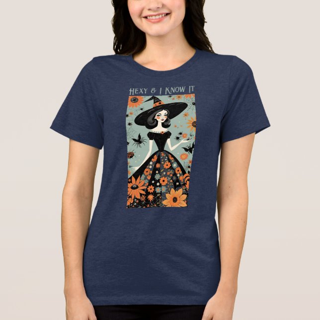 Hexy & I Know It - Funny Halloween Blumenzwitscher Tri-Blend Shirt (Vorderseite)