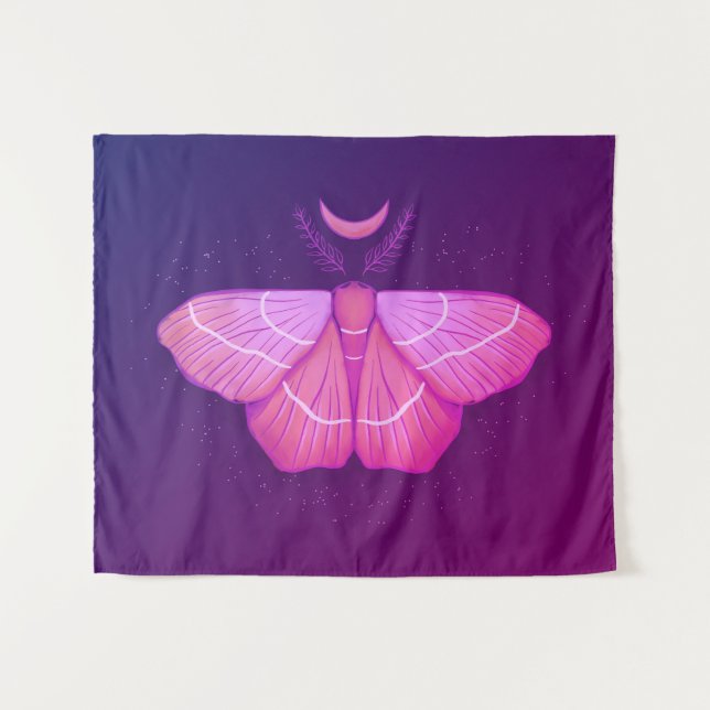 Hexy Moth Butterfly Lila Magical Insect Wandteppich (Vorderseite (Horizontal))