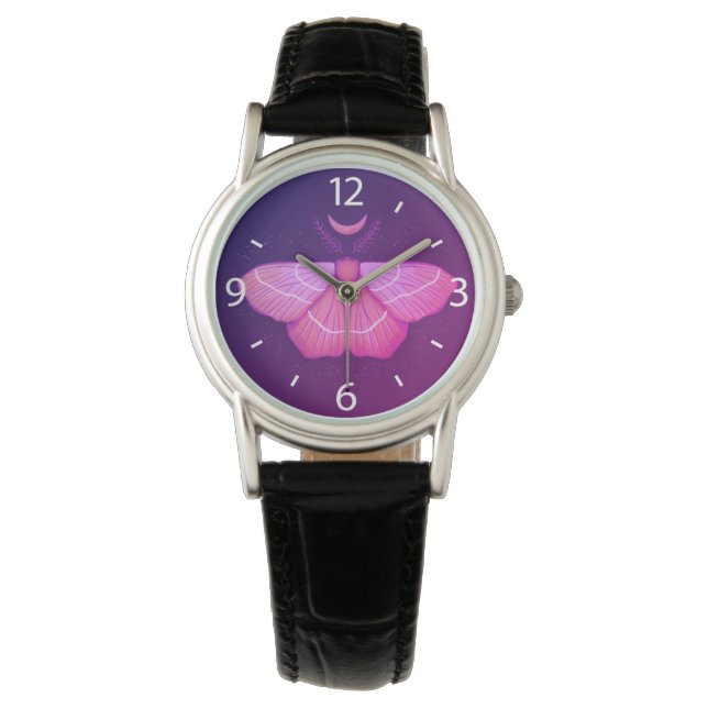 Hexy Moth Lila Magical Insecke Cotattcore Armbanduhr (Vorderseite)