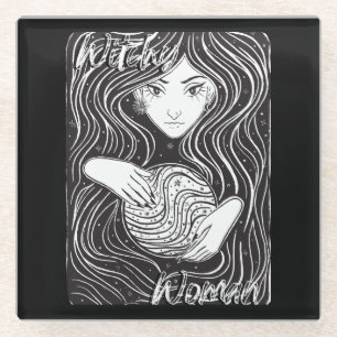 Hexy Woman Artistic Black and White Glasuntersetzer