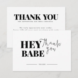 Hey Babe White Dankeschön-Karten Rabattcode Dankeskarte