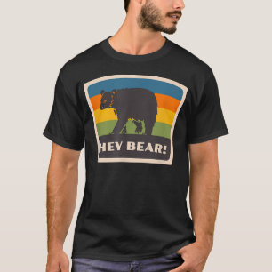 Hey Bär Lustiger Wandern Outdoor Schwarzer Grizzly T-Shirt