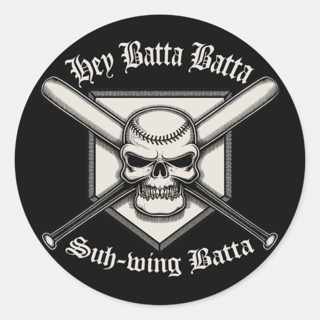 Hey Batta Batta Runder Aufkleber (Vorderseite)