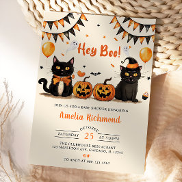 Hey Boo! Black Cat Halloween Kinderdusche Einladung