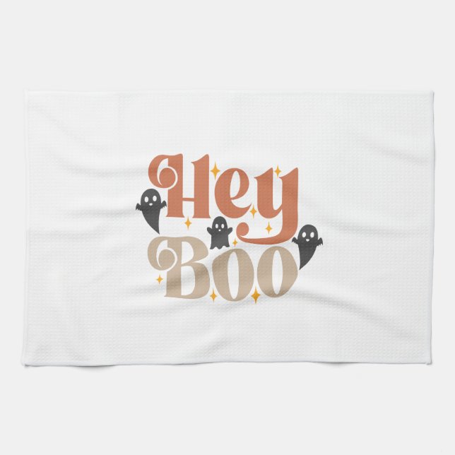 Hey Boo Boho Halloween Hey Boo Geist Geschirrtuch (Horizontal)
