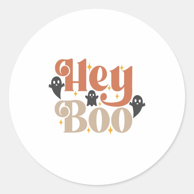 Hey Boo Boho Halloween Hey Boo Ghost Runder Aufkleber (Vorderseite)