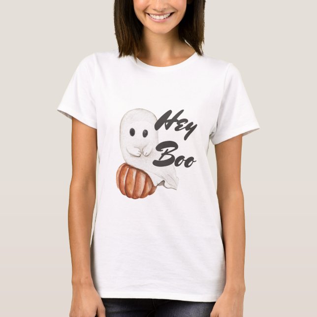Hey Boo Funny Ghost Halloween T-Shirt (Vorderseite)