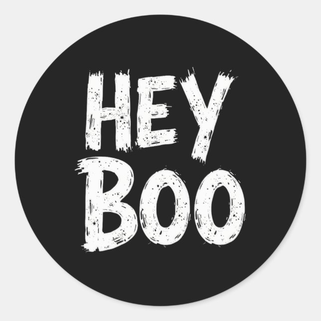 Hey Boo Funny Halloween Ghost Runder Aufkleber (Vorderseite)