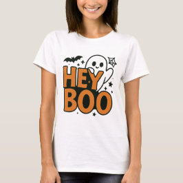 Hey Boo | Funny Orange & Black Ghost Frauenhaus T-Shirt