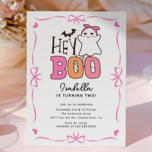 Hey Boo Ghost Birthday Party Einladung