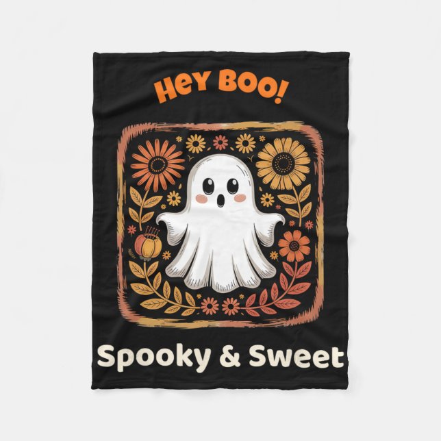 Hey Boo Ghost Retro Halloween Spooky Niedlichen Ok Fleecedecke (Vorderseite)