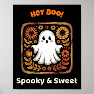 Hey Boo Ghost Retro Halloween Spooky Niedlichen Ok Poster