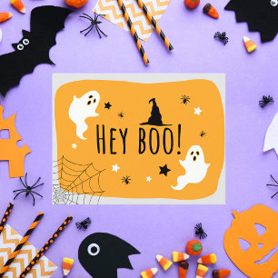 Hey Boo! Ghost-Themed Halloween Orange und Black Postkarte