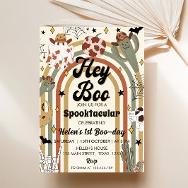 Hey Boo! Groovy Cactus Halloween 1. Geburtstag Einladung