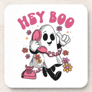 Hey Boo - Groovy Ghost Halloween Getränkeuntersetzer