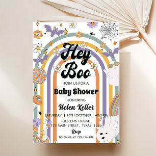Hey Boo Groovy Rainbow Niedliche Halloween-Kinderd Einladung