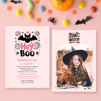 Hey Boo! Gruseliger Süßer Rosa Halloween Geburtsta Einladung