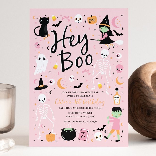 Hey Boo Halloween 1er anniversaire Invitation (Créateur téléchargé)