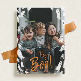 Hey Boo Halloween Ghost Foto-Karte Feiertagskarte