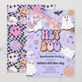 Hey Boo Halloween Groovy Niedlich Ghost Geburtstag Einladung