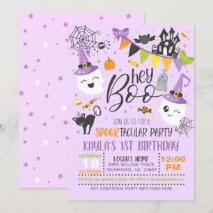 Hey Boo Halloween Invitation Anniversaire - Violet