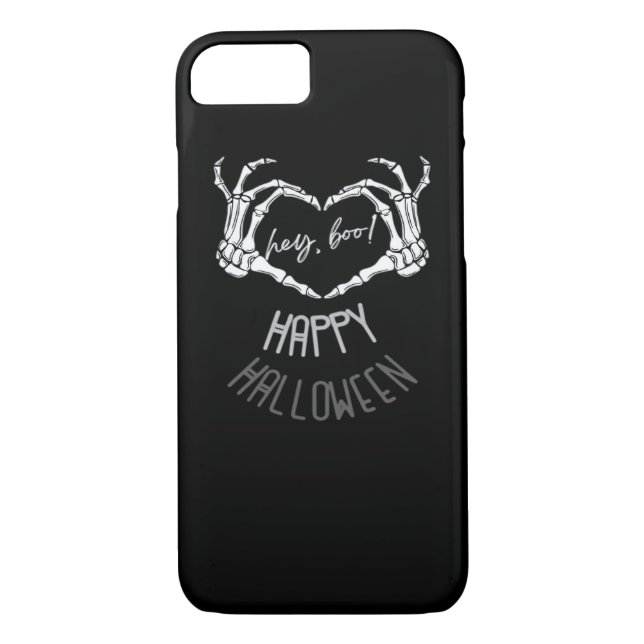 Hey, Boo! Happy Halloween Skeleton Hand Heart Clas Case-Mate iPhone Hülle (Rückseite)