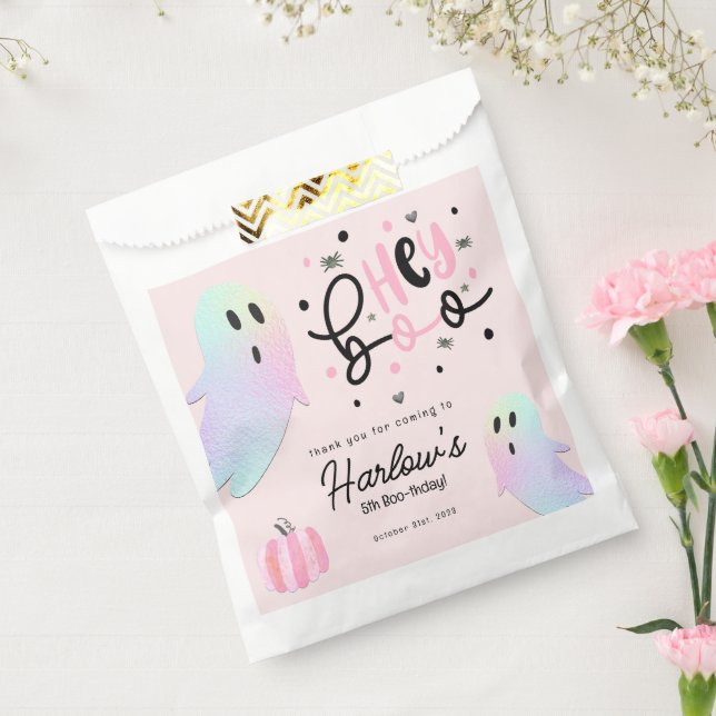 Hey Boo iridescent Ghost Pink Halloween-Party Geschenktütchen (Versiegelt)