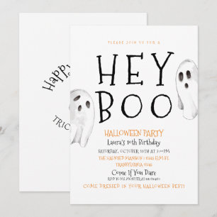Hey Boo, Joli Fantôme Invitation Halloween