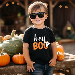 Hey Boo Jungen Orange Geist Lustiges Halloween Baby T-shirt