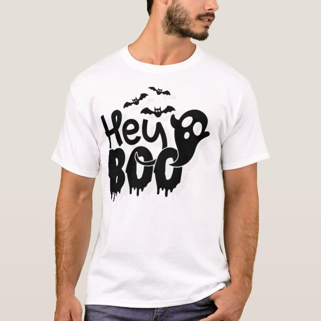 Hey Boo Lustiges Halloween T-Shirt (Vorderseite)