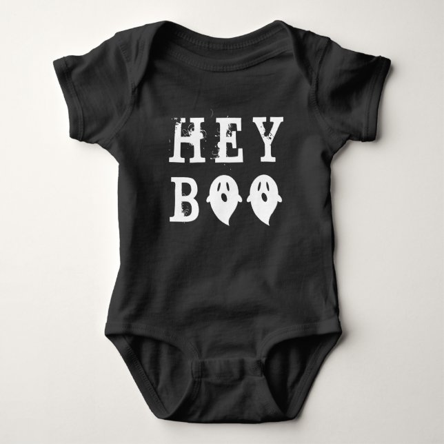 Hey Boo niedlich Ghost Halloween Baby Strampler (Vorderseite)