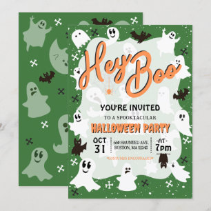 Hey Boo Niedlich Spooky Ghost Halloween-Party Einladung
