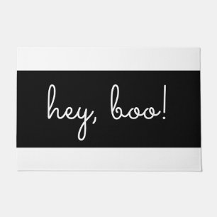 Hey, Boo Noir et blanc Paillasson d'Halloween