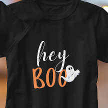 Hey Boo Orange Black Funny Halloween Ghost