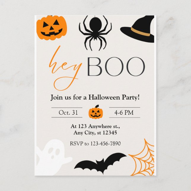 Hey Boo Party Invitation (Devant)