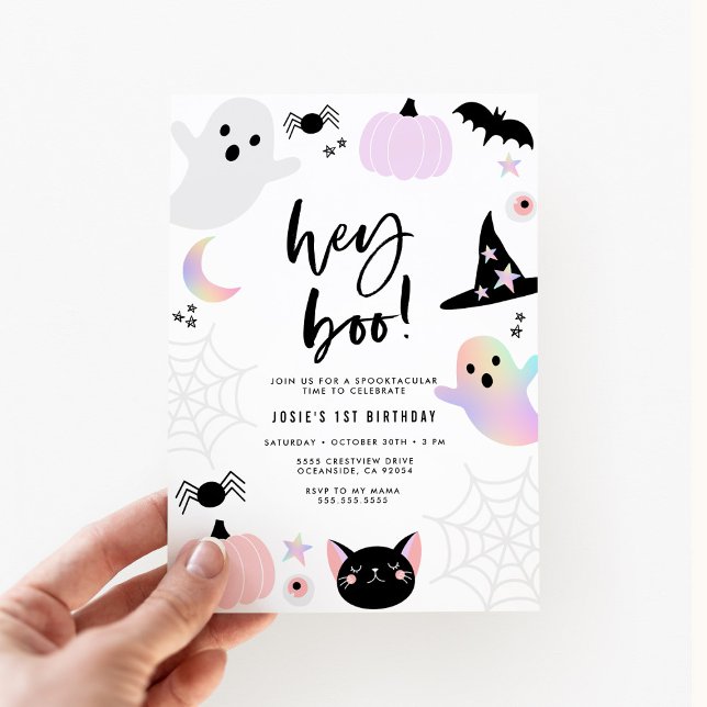 Hey Boo Pastel Halloween Invitation Anniversaire (Créateur téléchargé)