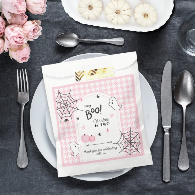 Hey Boo Pink Hahnentrittmuster Halloween 2. Geburt Geschenktütchen (Von Creator hochgeladen)