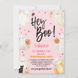 Hey Boo Pink Halloween Spooktacular Girl Geburtsta Einladung