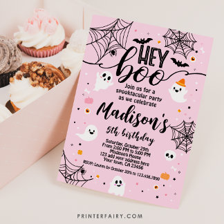 Hey Boo, rosa Halloween Einladung